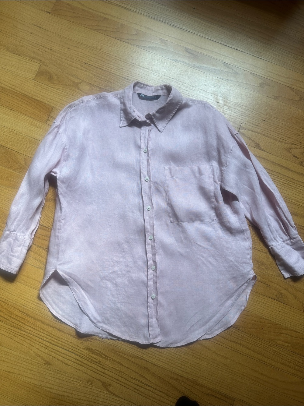 Zara Light Pink Women’s oversized Linen Shirt size S